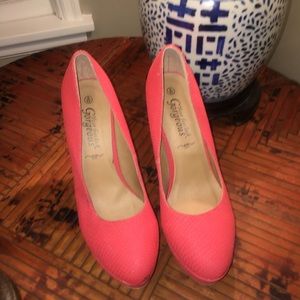Pink snakeskin heels